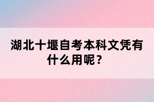 湖北十堰自考本科文憑有什么用呢？