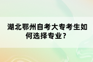 湖北鄂州自考大?？忌绾芜x擇專業(yè)？