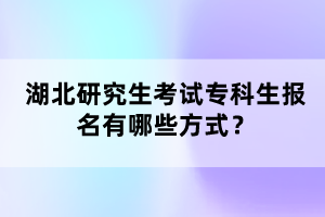 湖北研究生考試?？粕鷪?bào)名有哪些方式？