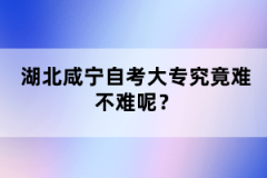 湖北咸寧自考大專究竟難不難呢？