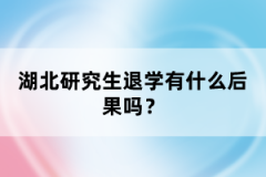 湖北研究生退學(xué)有什么后果嗎？