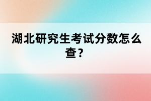 湖北研究生考試分?jǐn)?shù)怎么查？