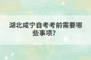 湖北咸寧自考考前需要哪些事項？