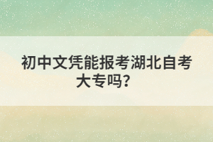 初中文憑能報考湖北自考大專嗎？