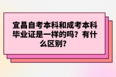 宜昌自考本科和成考本科畢業(yè)證是一樣的嗎？有什么區(qū)別？