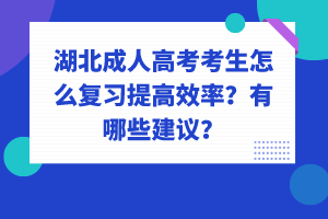 湖北成人高考考生怎么復(fù)習(xí)提高效率？有哪些建議？