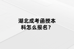 湖北成考函授本科怎么報名？