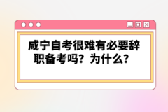 咸寧自考很難有必要辭職備考嗎？為什么？