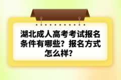 湖北成人高考考試報名條件有哪些？報名方式怎么樣？