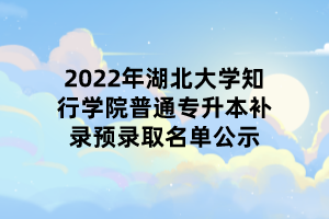 2022年湖北大學(xué)知行學(xué)院普通專升本補錄預(yù)錄取名單公示