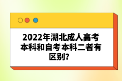 2022年湖北成人高考本科和自考本科二者有區(qū)別？