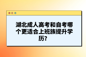 湖北成人高考和自考哪個(gè)更適合上班族提升學(xué)歷？