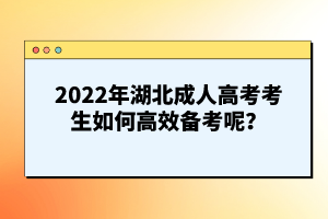 2022年湖北成人高考考生如何高效備考呢？