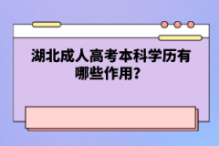 湖北成人高考本科學(xué)歷有哪些作用？