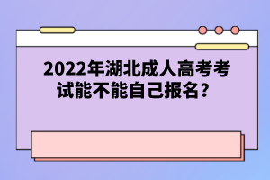 2022年湖北成人高考考試能不能自己報名？