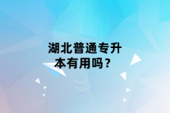 湖北普通專升本有用嗎？