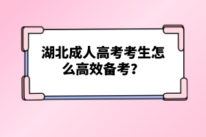 湖北成人高考考生怎么高效備考？