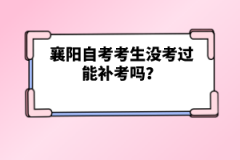 襄陽自考考生沒考過能補(bǔ)考嗎？