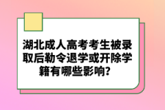 湖北成人高考考生被錄取后勒令退學或開除學籍有哪些影響？