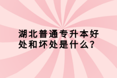 湖北普通專升本好處和壞處是什么？