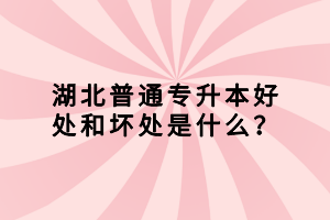 湖北普通專升本好處和壞處是什么？