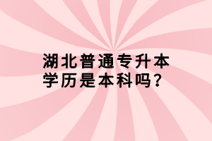 湖北普通專升本學(xué)歷是本科嗎？