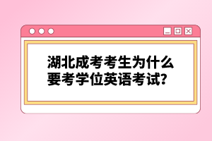 湖北成考考生為什么要考學(xué)位英語考試？