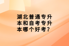 湖北普通專升本和自考專升本哪個好考？