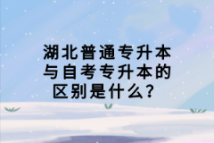 湖北普通專升本與自考專升本的區(qū)別是什么？