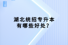 湖北統(tǒng)招專升本有哪些好處？