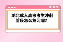 湖北成人高考考生沖刺階段怎么復(fù)習呢？