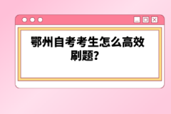 鄂州自考考生怎么高效刷題？