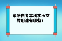 孝感自考本科學(xué)歷文憑用途有哪些？