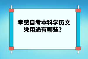 孝感自考本科學(xué)歷文憑用途有哪些？