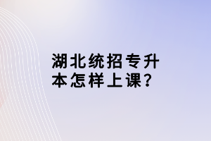 湖北統(tǒng)招專升本怎樣上課？