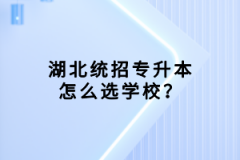 湖北統(tǒng)招專升本怎么選學(xué)校？