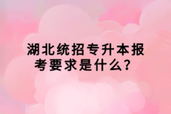 湖北統(tǒng)招專(zhuān)升本報(bào)考要求是什么？