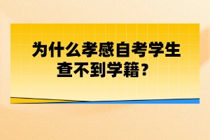 為什么孝感自考學(xué)生查不到學(xué)籍？