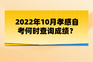 2022年10月孝感自考何時查詢成績？