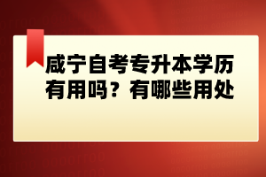 咸寧自考專升本學(xué)歷有用嗎？有哪些用處？