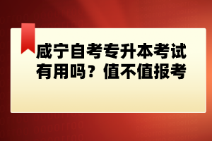 咸寧自考專升本考試有用嗎？值不值報考？