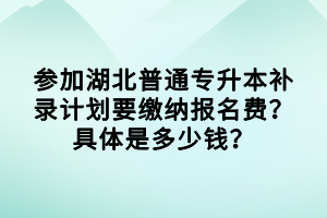 參加湖北普通專升本補錄計劃要繳納報名費？具體是多少錢？