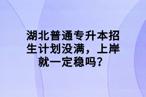 湖北普通專(zhuān)升本招生計(jì)劃沒(méi)滿，上岸就一定穩(wěn)嗎？