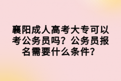 襄陽成人高考大?？梢钥脊珓?wù)員嗎？公務(wù)員報名需要什么條件？