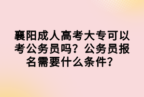 襄陽成人高考大?？梢钥脊珓?wù)員嗎？公務(wù)員報名需要什么條件？