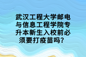 武漢工程大學(xué)郵電與信息工程學(xué)院專升本新生入校前必須要打疫苗嗎？