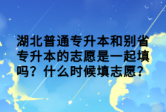 湖北普通專升本和別省專升本的志愿是一起填嗎？什么時候填志愿？